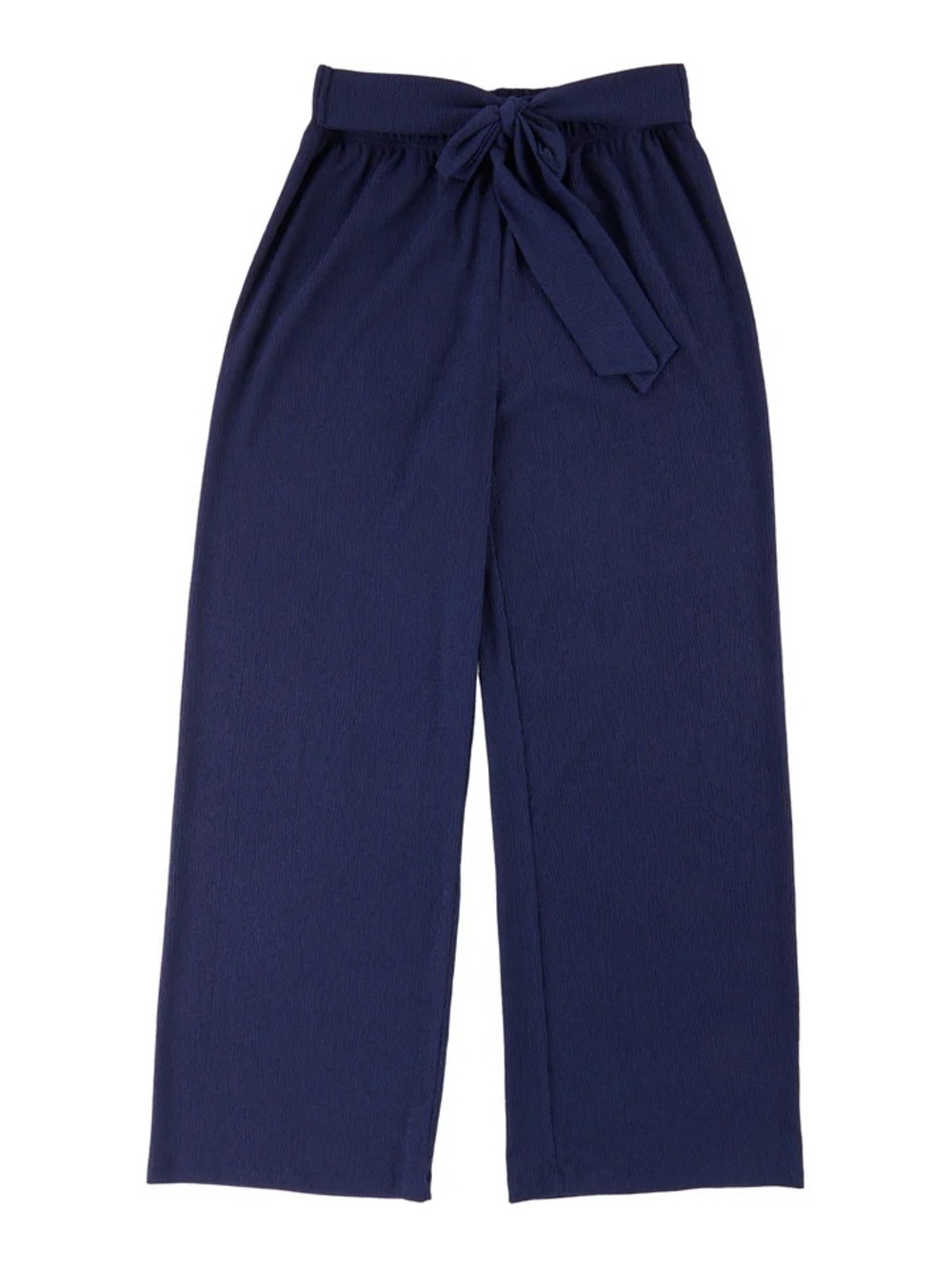 Lily Morgan Tie Waist Pleated Wide Lightweight Leg Pants in Navy